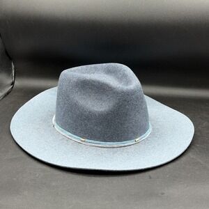 Goorin Bros Hat Cowboy Wide Brim Wool Mens Large Blue Fedora Western Tassel Band